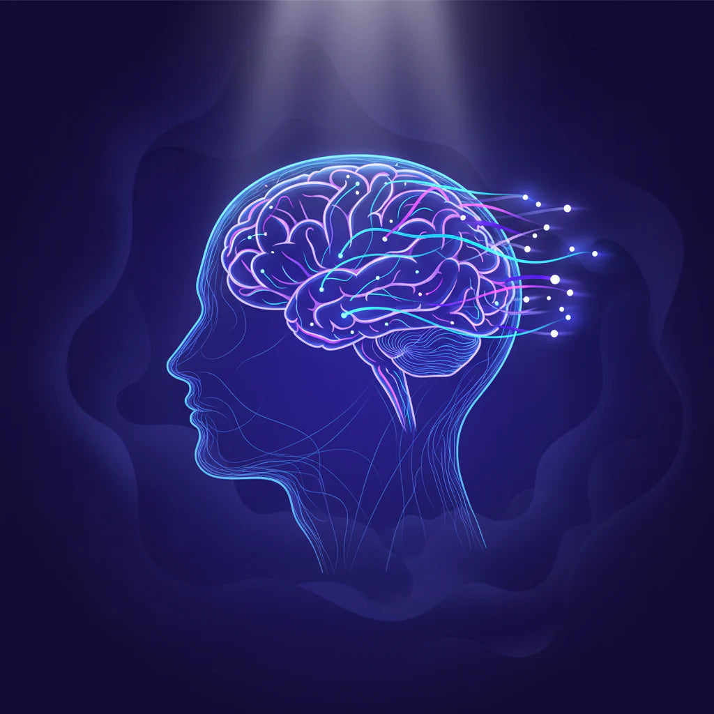 Illustration of a brain rewiring with glowing neural connections